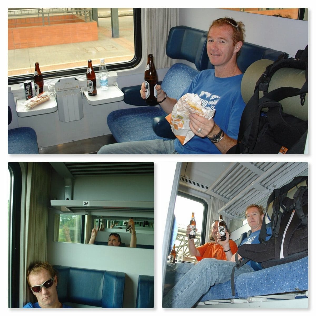 Michael Wilton and MRP (AKA THE CANDY TRAIL) celebrating MW's birthday on the train from Prague to Berlin in 2005.